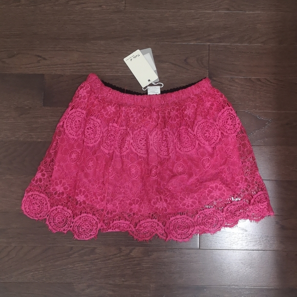NEW Lace Lined Mini Skirt Magenta Pink - Picture 3 of 3